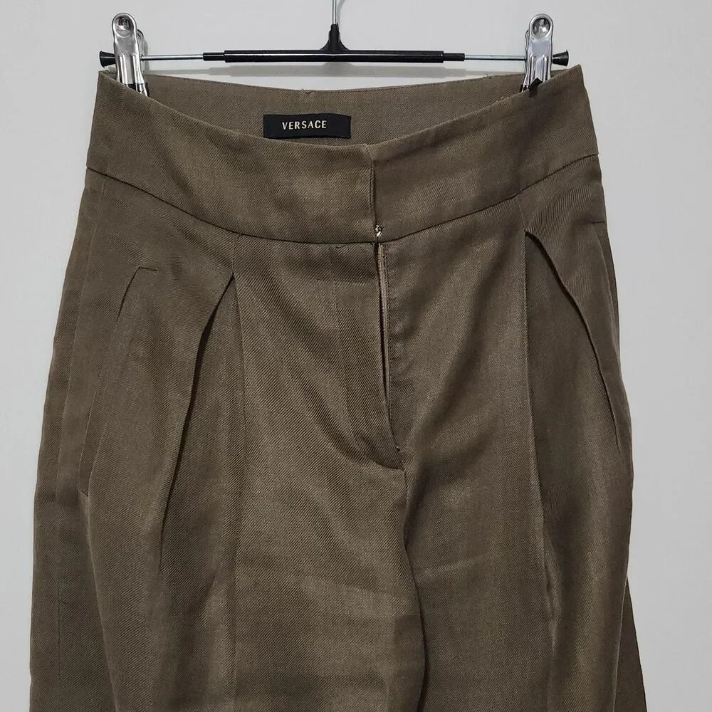 Versace Men's Khaki and Brown Trousers